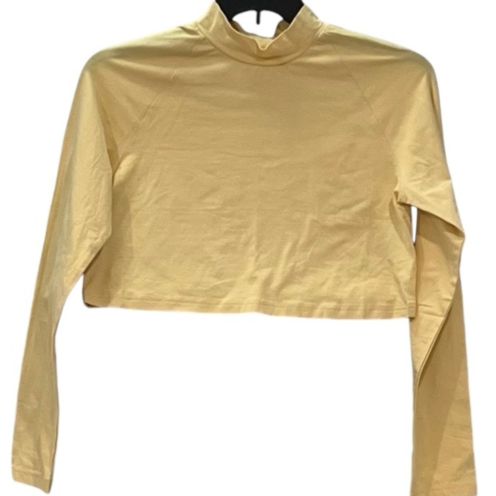 Divided Light Yellow Mock Neck Long Sleeve Crop Top NWT